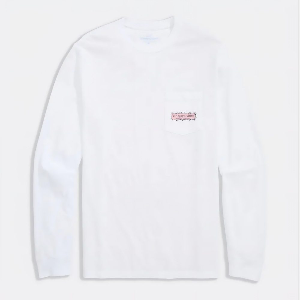 NWT Vineyard Vines String Lights Pups Logo Box Pocket Tee, Mens Medium - Picture 2 of 2